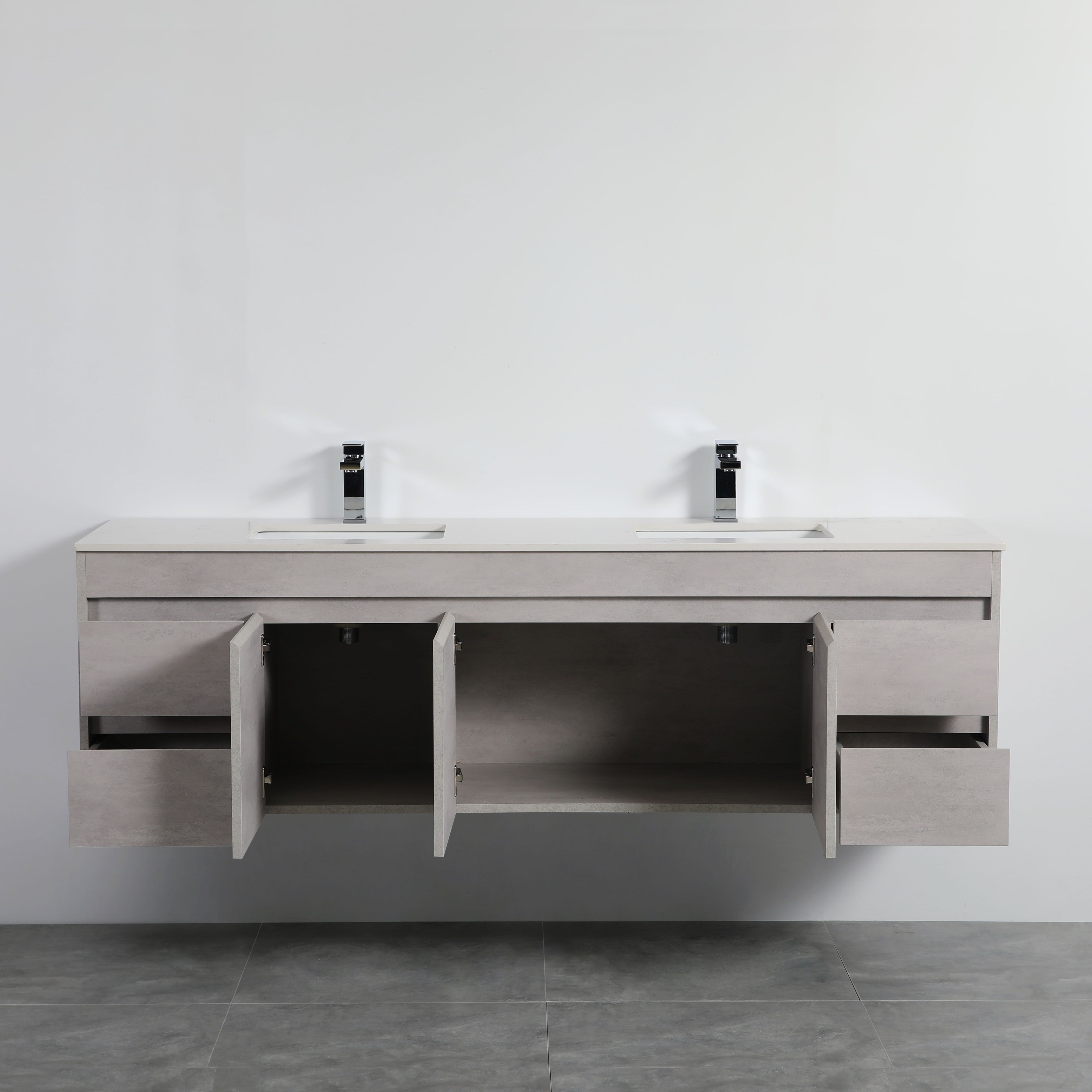 POSEIDON NOVA PLYWOOD CONCRETE GREY 1800MM WALL HUNG VANITY CABINET ONLY