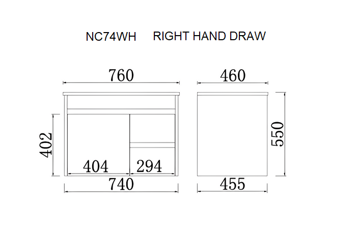 POSEIDON NOVA CONCRETE GREY 750MM SINGLE BOWL WALL HUNG VANITY (AVAILABLE IN LEFT HAND DRAWER AND RIGHT HAND DRAWER)