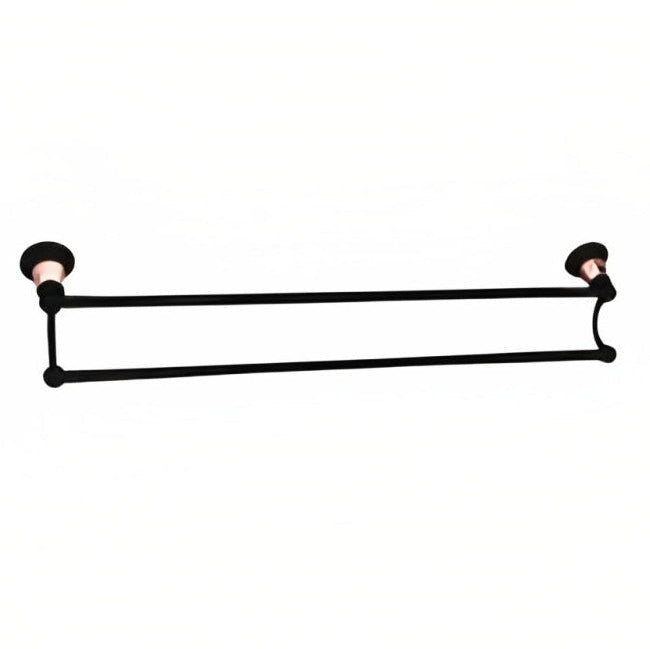 LINKWARE NOOSA DOUBLE NON-HEATED TOWEL RAIL 786MM BLACK AND ROSE GOLD