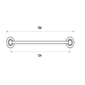 LINKWARE NOOSA SINGLE NON-HEATED TOWEL RAIL 786MM BLACK AND CHROME