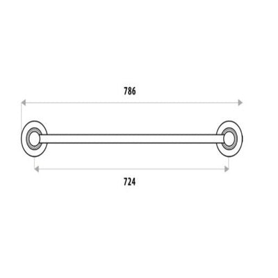 LINKWARE NOOSA SINGLE NON-HEATED TOWEL RAIL 786MM BLACK AND CHROME