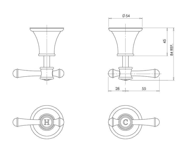 PHOENIX NOSTALGIA LEVER WALL TOP ASSEMBLIES BRUSHED NICKEL