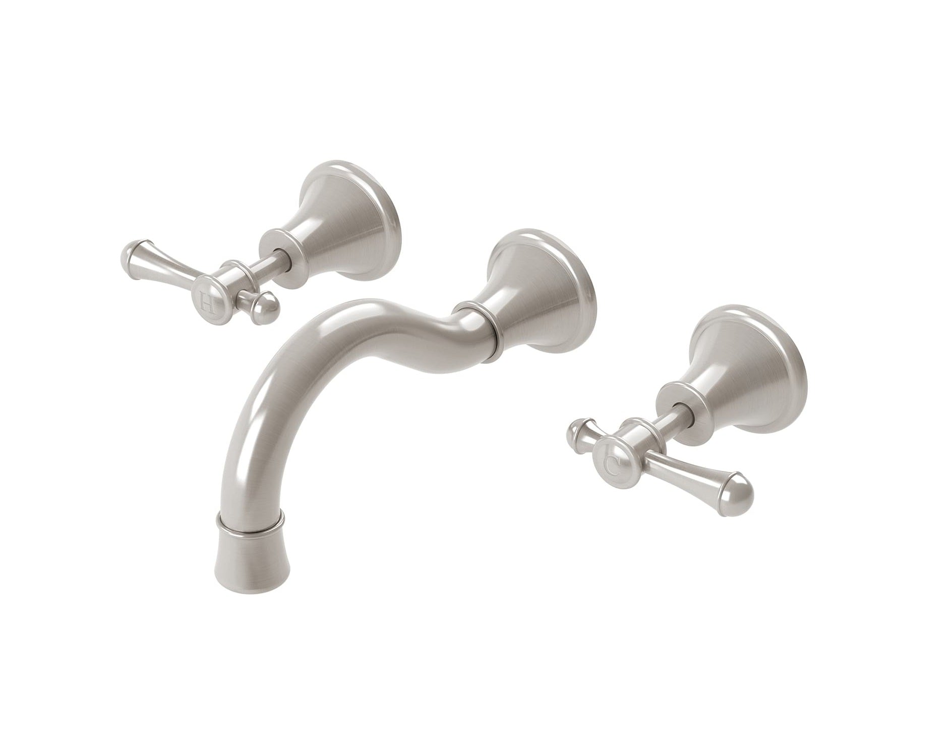 PHOENIX NOSTALGIA LEVER BATH SET SHEPHERDS CROOK 180MM BRUSHED NICKEL