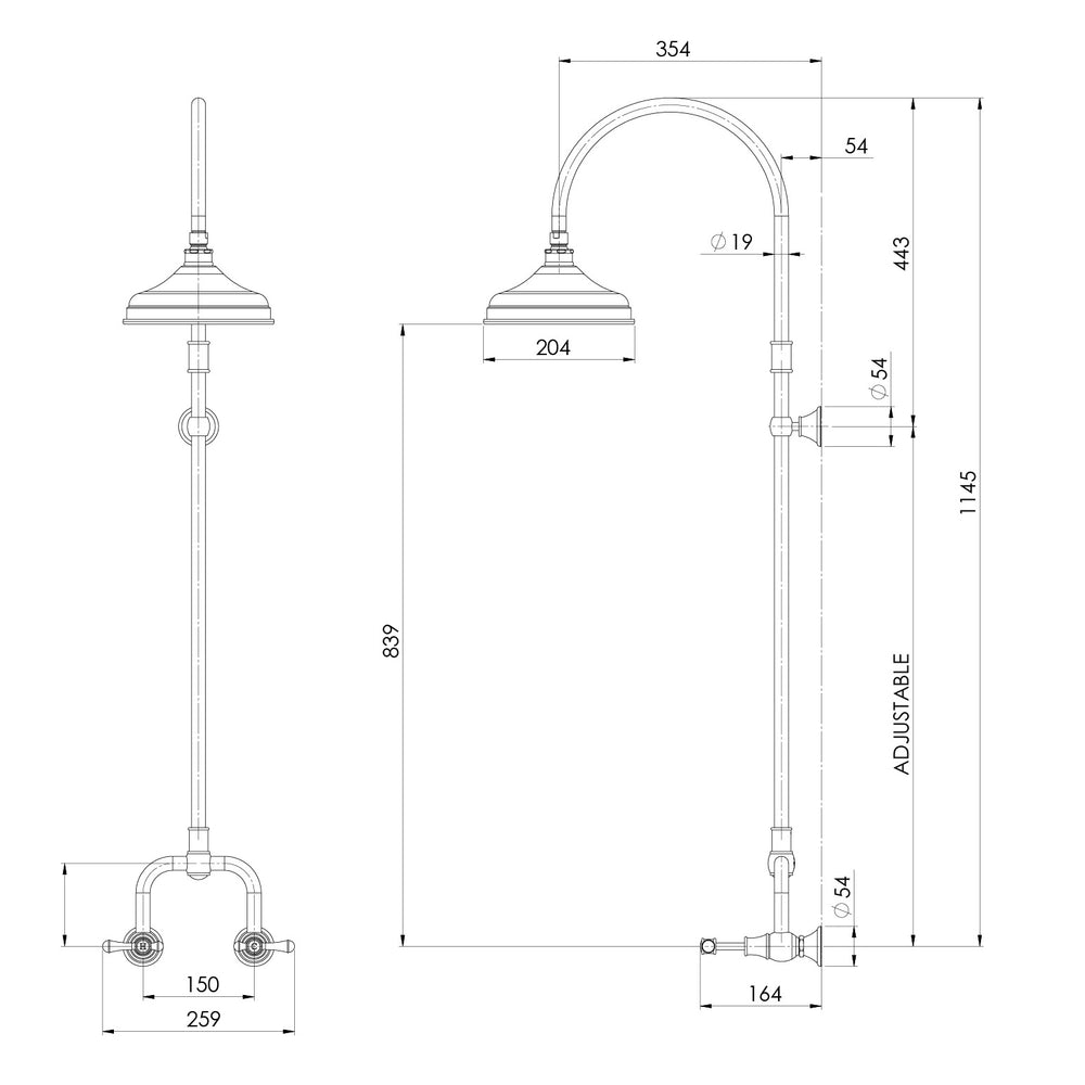 PHOENIX NOSTALGIA LEVER EXPOSED SHOWER SET CHROME