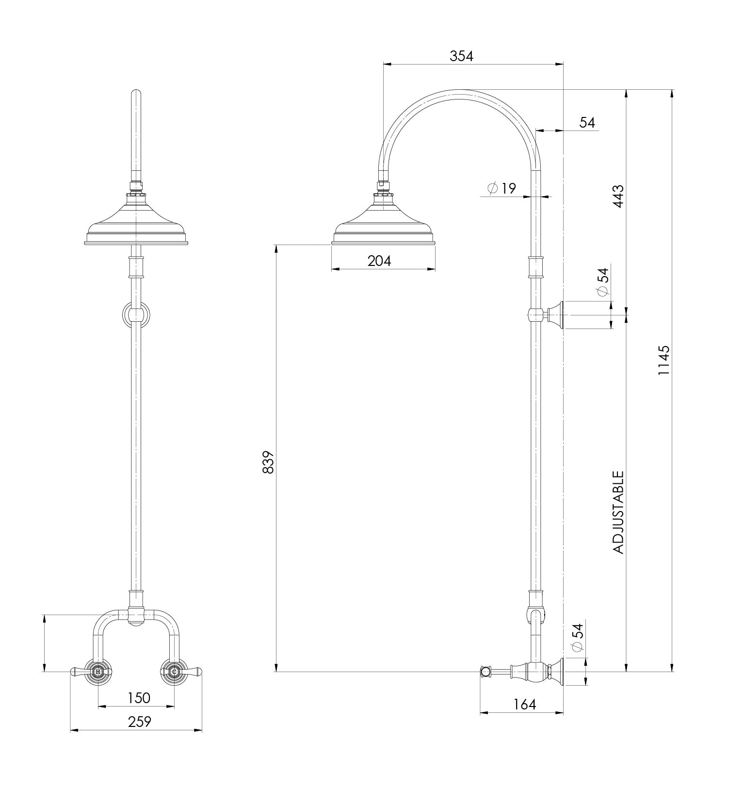 PHOENIX NOSTALGIA LEVER EXPOSED SHOWER SET CHROME