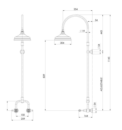 PHOENIX NOSTALGIA LEVER EXPOSED SHOWER SET CHROME