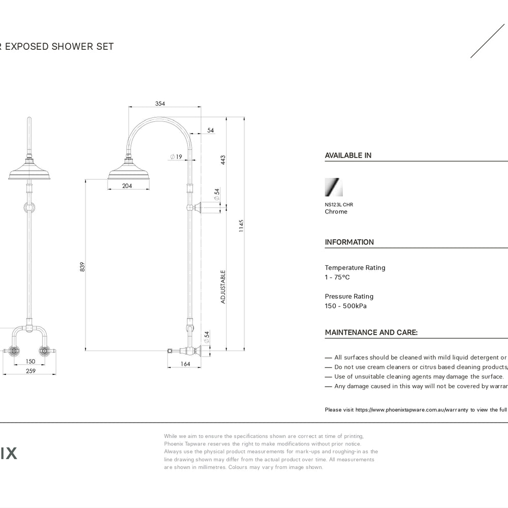 PHOENIX NOSTALGIA LEVER EXPOSED SHOWER SET CHROME