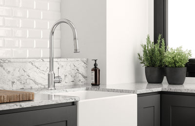 PHOENIX NOSTALGIA LEAD FREE PULL OUT SINK MIXER 476MM CHROME AND WHITE