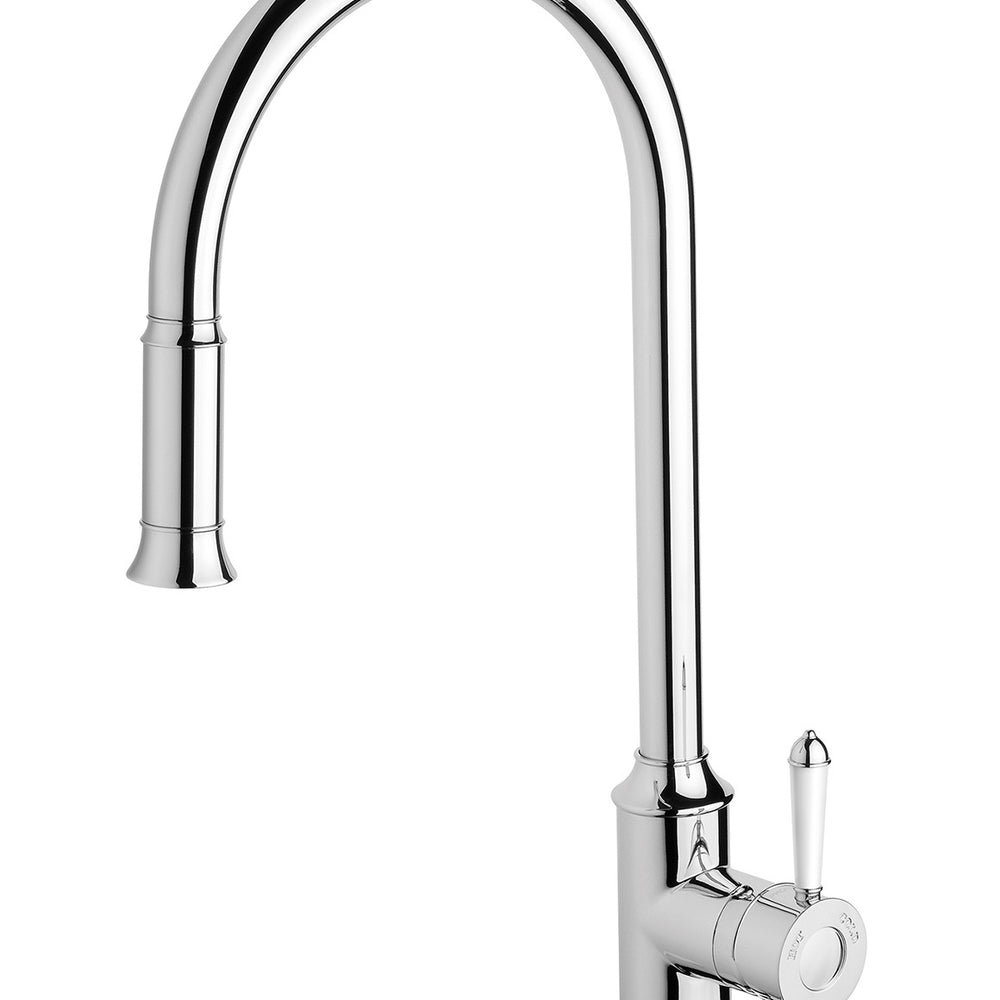 PHOENIX NOSTALGIA LEAD FREE PULL OUT SINK MIXER 476MM CHROME AND WHITE