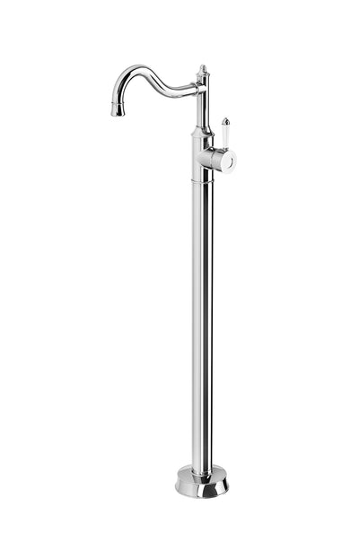 PHOENIX NOSTALGIA FLOOR MOUNTED BATH MIXER SHEPHERDS CROOK 964MM CHROME AND NATURAL WHITE