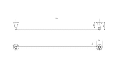 PHOENIX NOSTALGIA SINGLE NON-HEATED TOWEL RAIL ANTIQUE BLACK 760MM