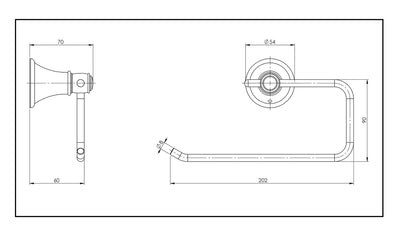 PHOENIX NOSTALGIA HAND TOWEL HOLDER CHROME 202MM