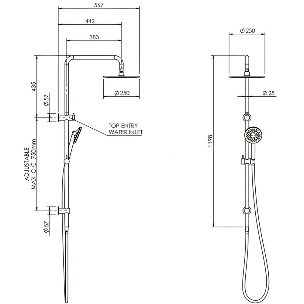FELTON TATE RAIN COLUMN CHROME