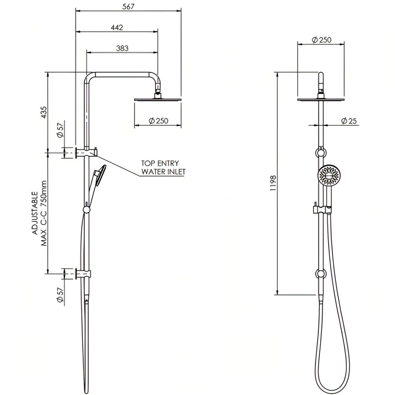 FELTON TATE RAIN COLUMN BRUSHED NICKEL