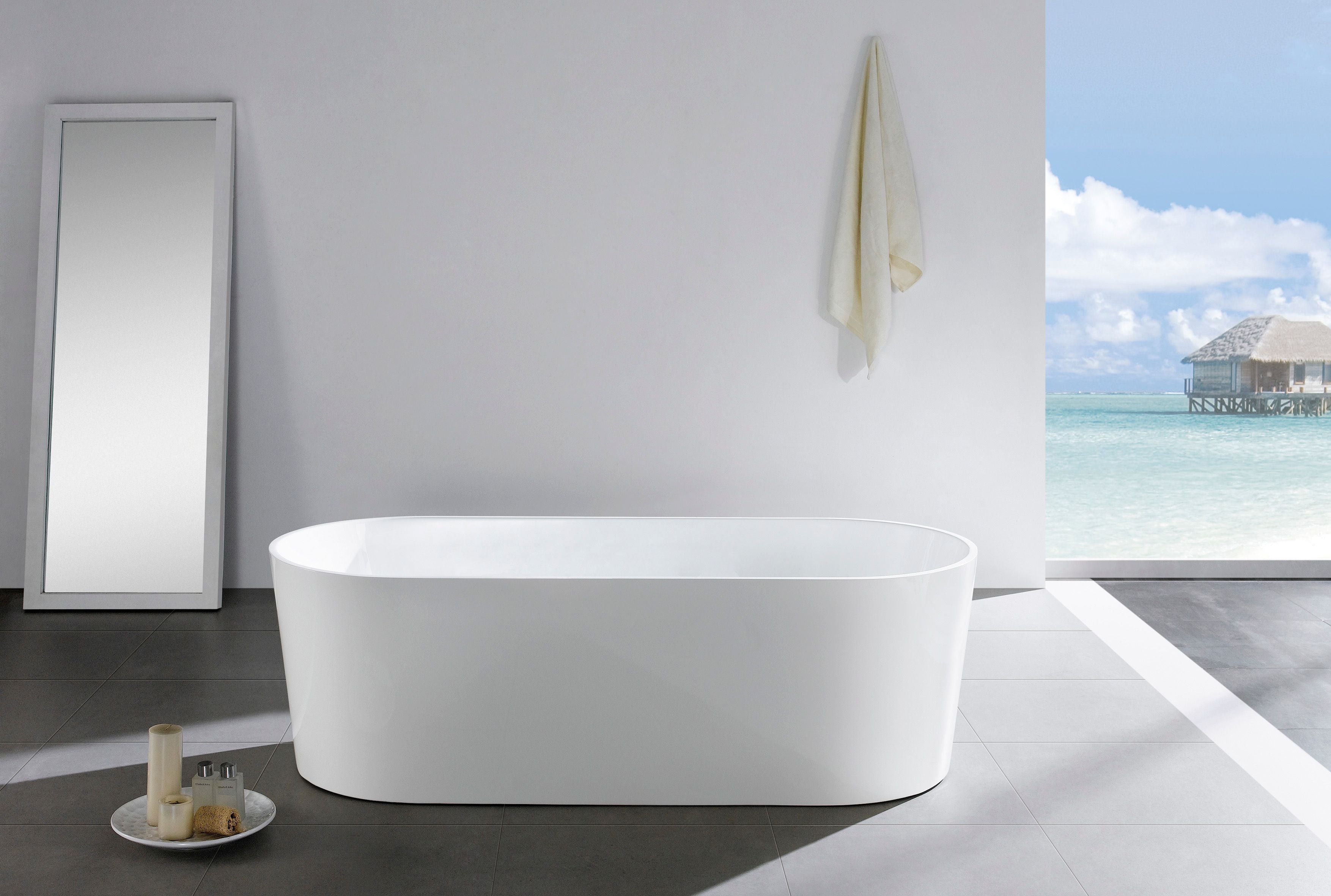 POSEIDON OVIA FREE STANDING BATH GLOSS WHITE (AVAILABLE IN 1200MM, 1300MM, 1400MM, 1500MM AND 1700MM)
