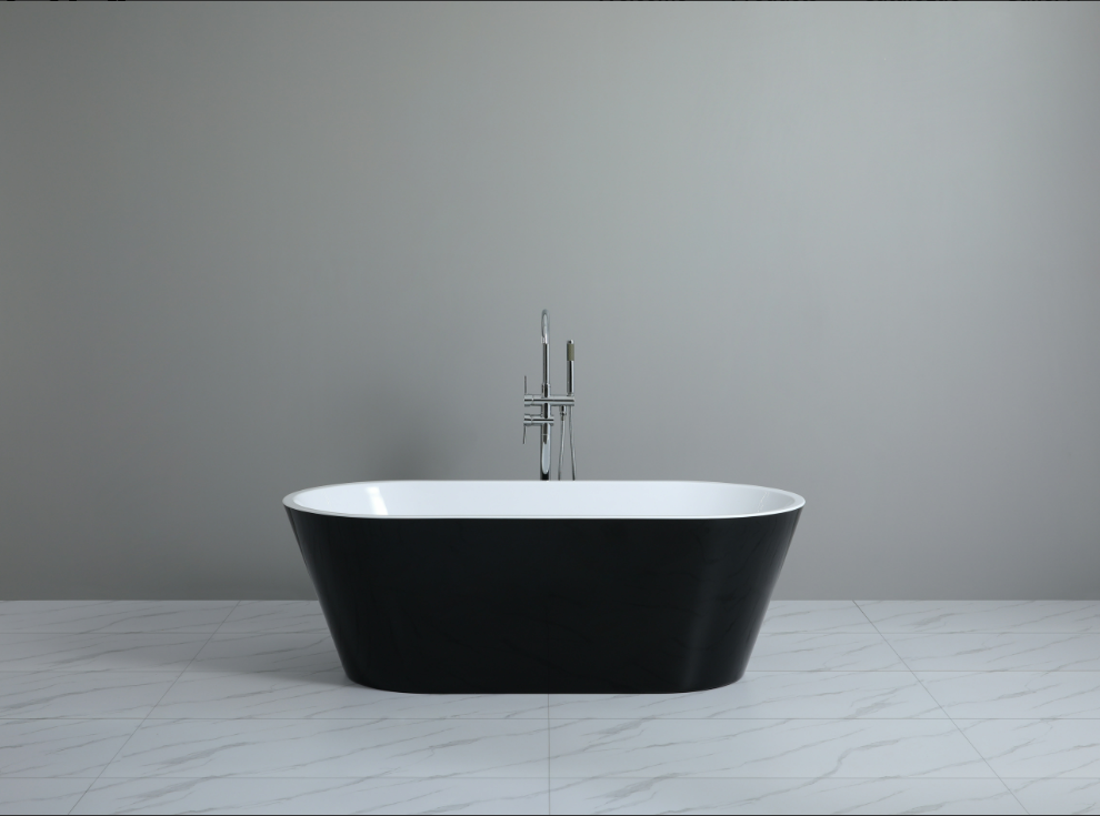 POSEIDON OVIA FREESTANDING BATHTUB GLOSS BLACK AND WHITE (AVAILABLE IN 1500MM AND 1700MM)