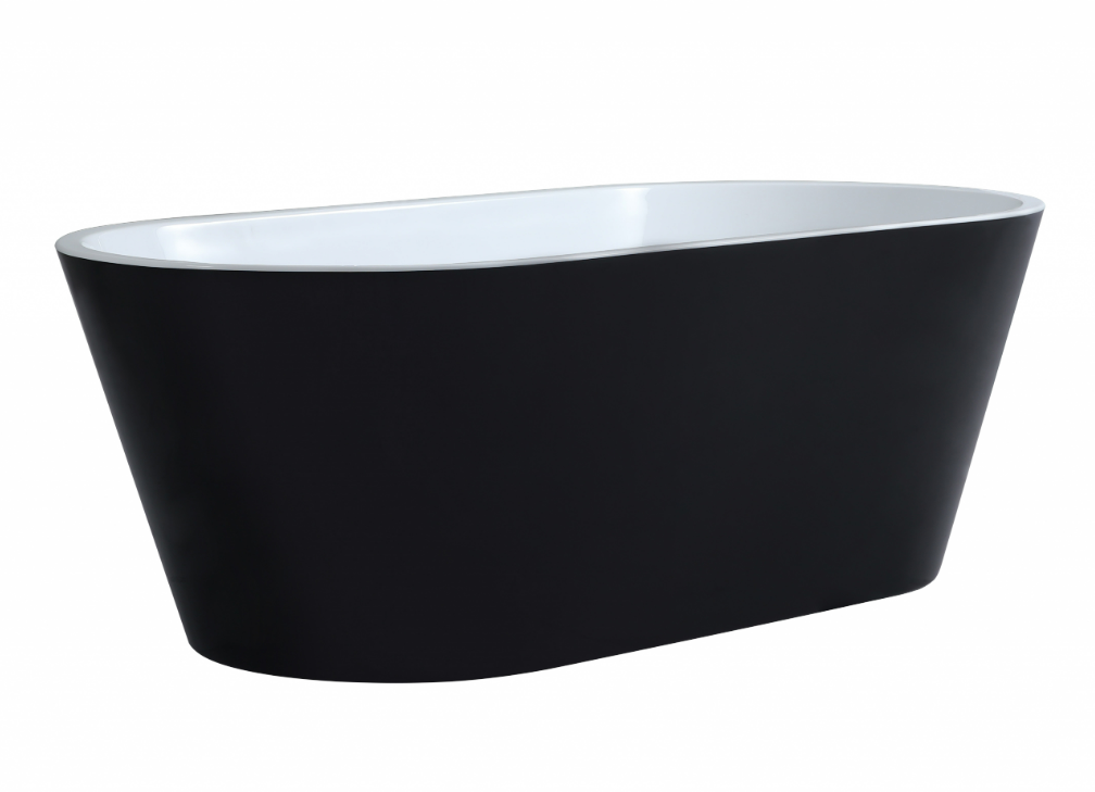 POSEIDON OVIA FREESTANDING BATHTUB GLOSS BLACK AND WHITE (AVAILABLE IN 1500MM AND 1700MM)