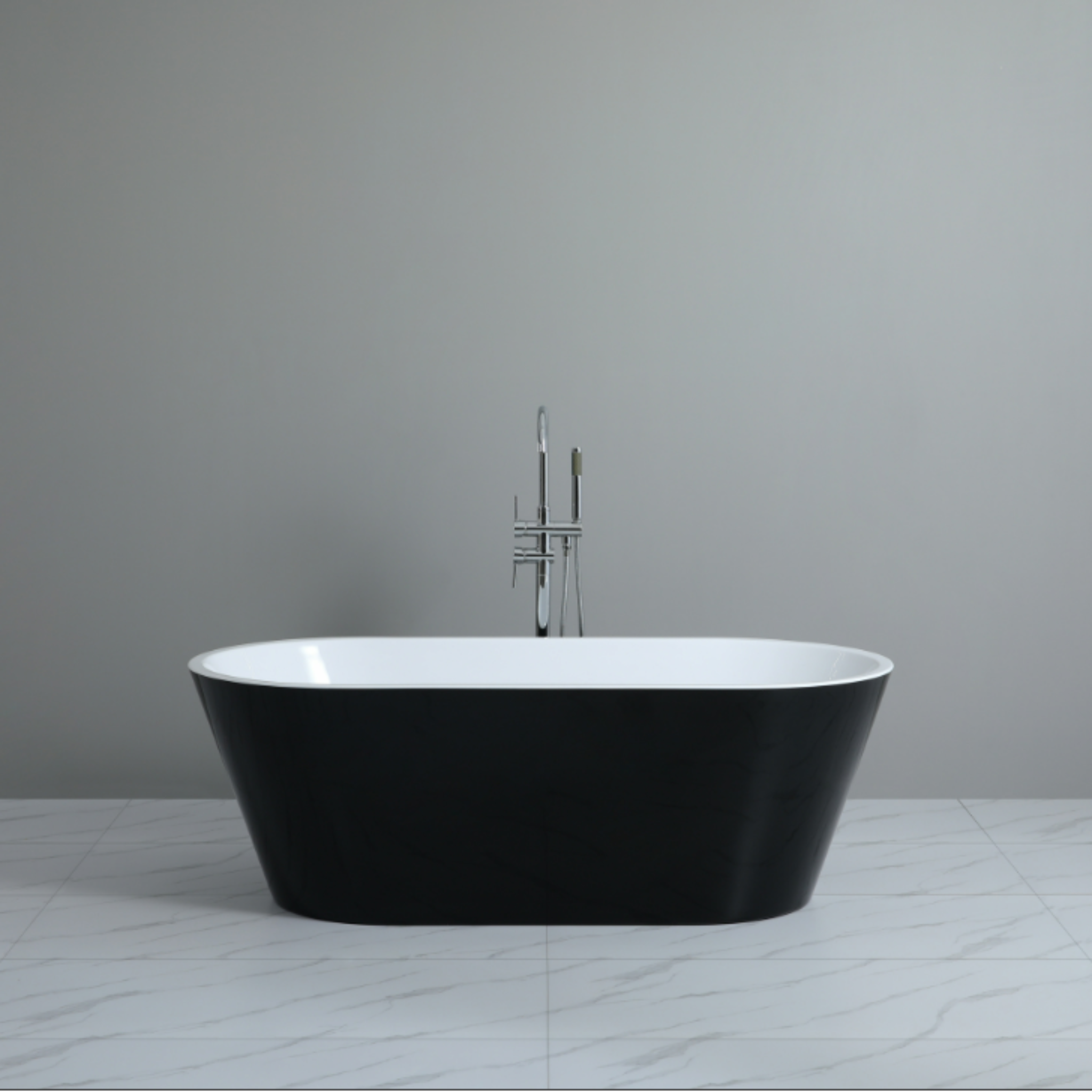 POSEIDON OVIA FREESTANDING BATHTUB GLOSS BLACK AND WHITE (AVAILABLE IN 1500MM AND 1700MM)