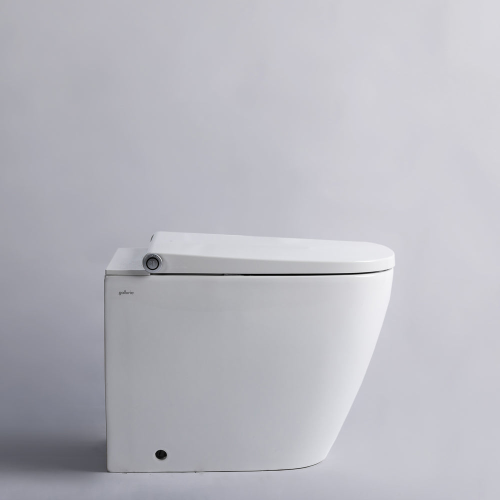 GALLARIA OMNI COMFORT RIMLESS WALL FACE PAN AND REMOTE BIDET PACKAGE GLOSS WHITE