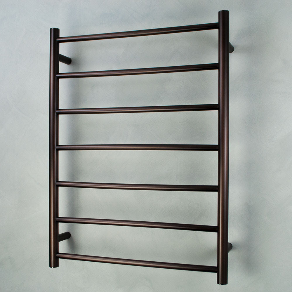 RADIANT HEATING 7-BARS ROUND HEATED TOWEL RAIL MATTE BLACK 600MM