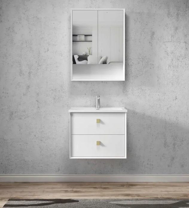 OTTI BOSTON MATTE WHITE WALL HUNG SHAVING CABINET 600X800MM
