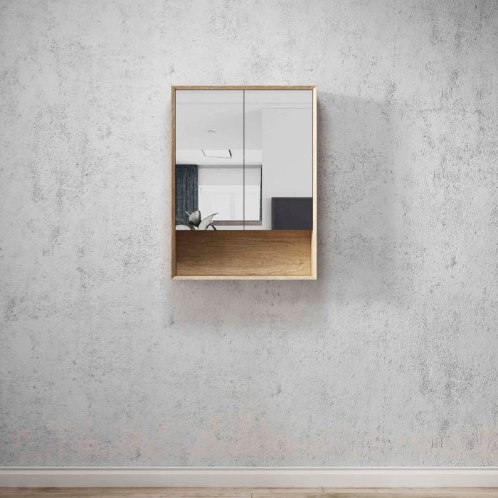 OTTI BYRON NATURAL OAK MIRROR SHAVING CABINET 600X800MM
