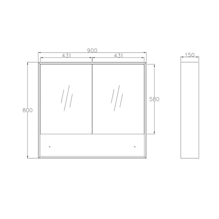 OTTI BYRON NATURAL OAK MIRROR SHAVING CABINET 900X800MM