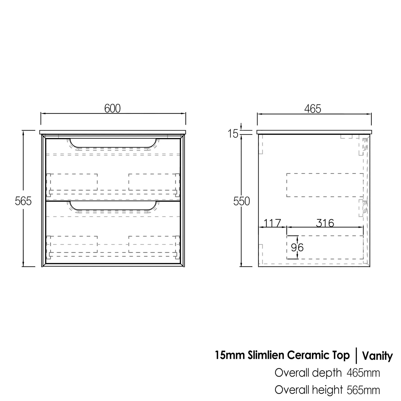 OTTI BYRON NATURAL OAK 600MM SINGLE BOWL WALL HUNG VANITY