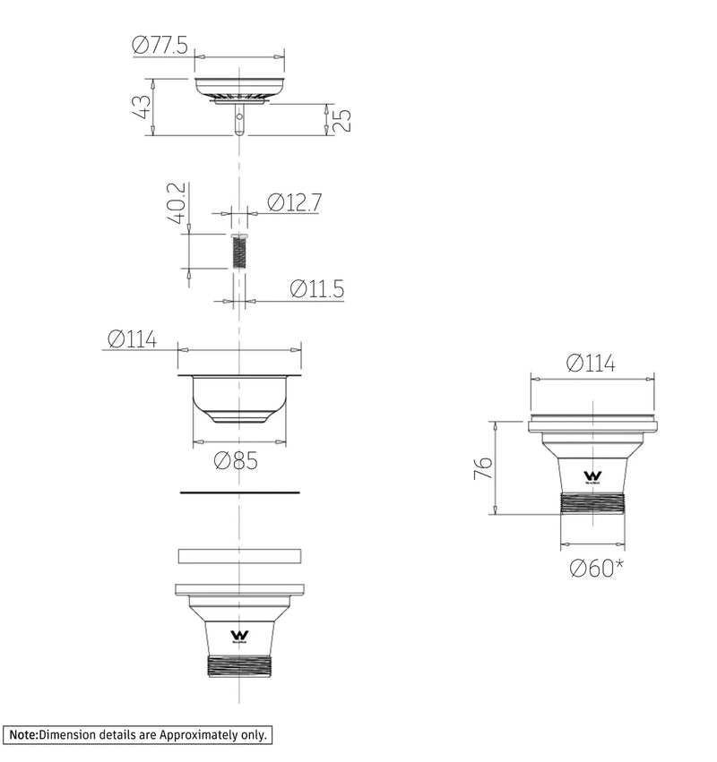 OTTI SINK BASKET WASTE CHROME 114MM