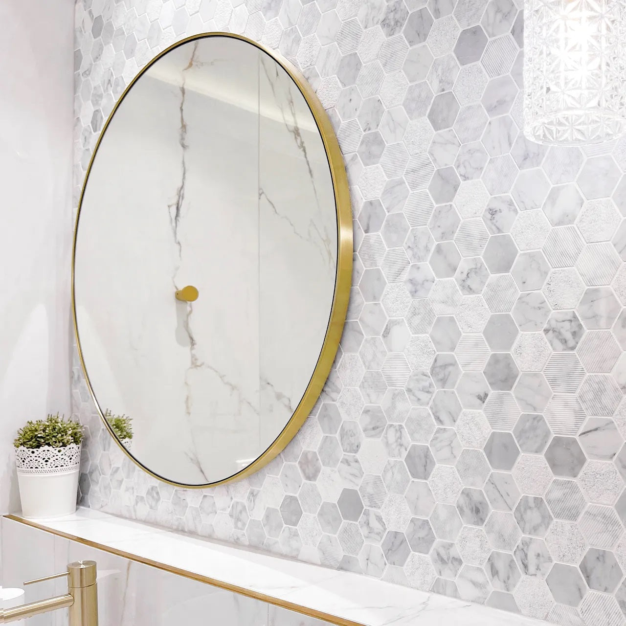 OTTI LONDON BRUSHED GOLD FRAME MIRROR 700X700MM