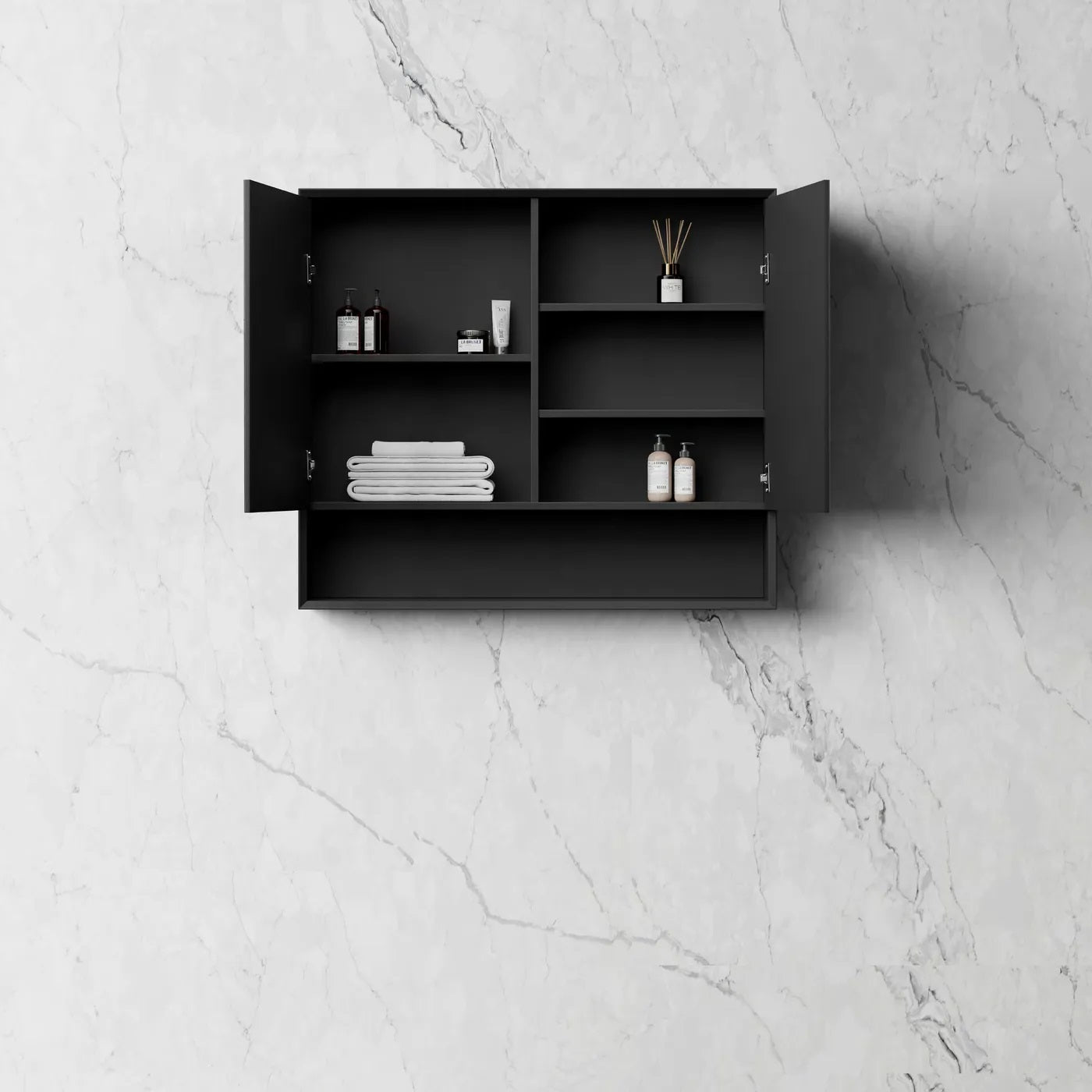 OTTI MARLO MATTE BLACK WALL HUNG SHAVING CABINET 900MM