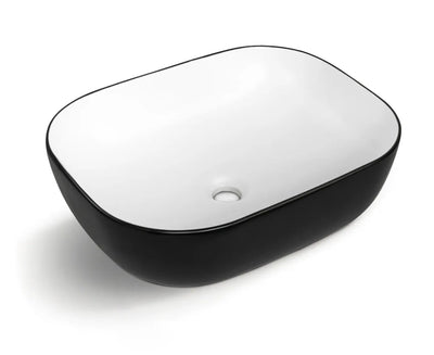 INSPIRE ABOVE COUNTER BASIN MATTE WHITE AND BLACK 480MM