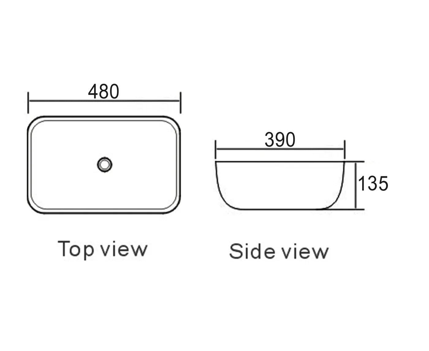 INSPIRE ABOVE COUNTER BASIN MATTE WHITE AND BLACK 480MM