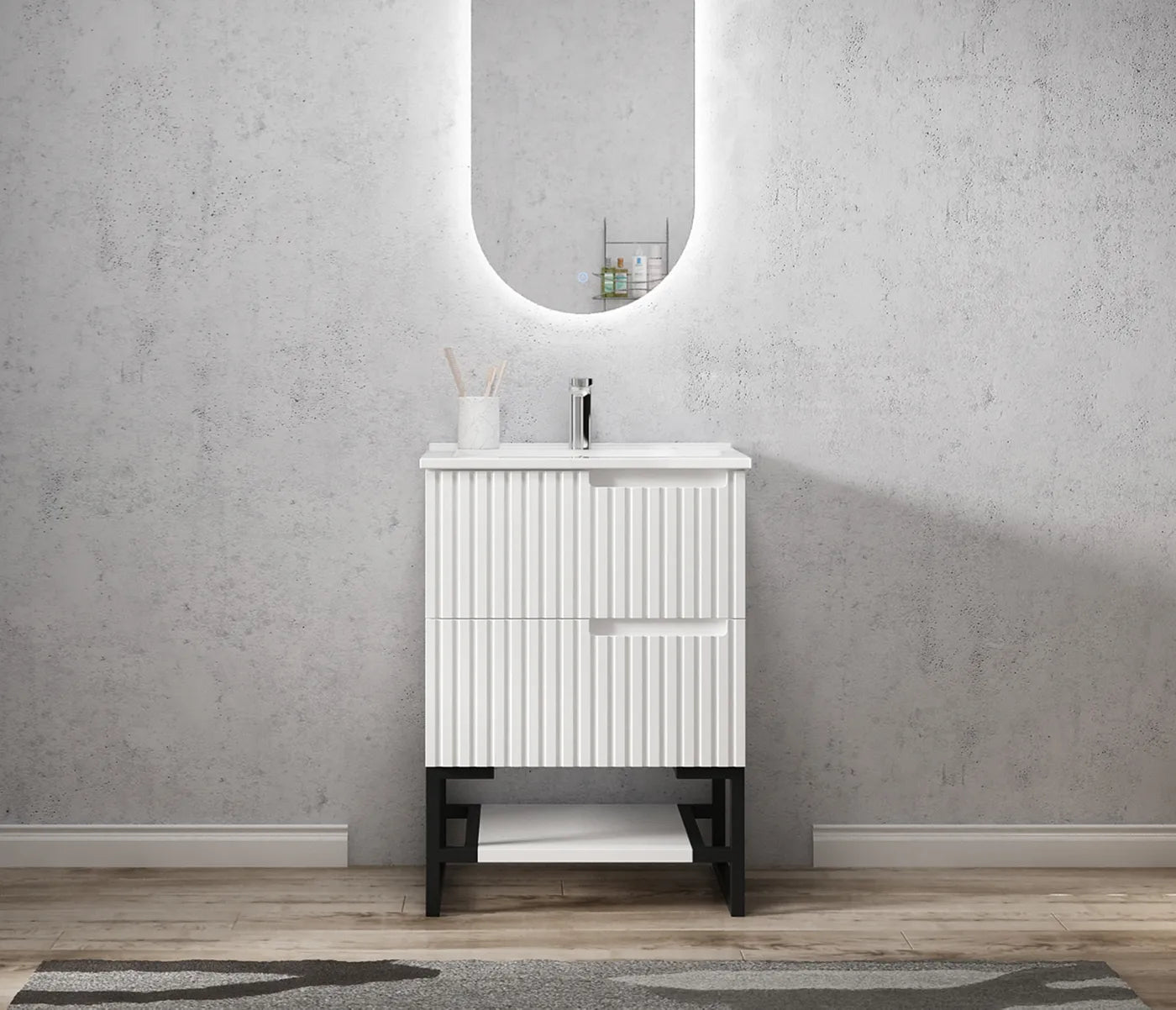 OTTI NOOSA MATTE WHITE 600MM SINGLE BOWL FLOOR STANDING VANITY