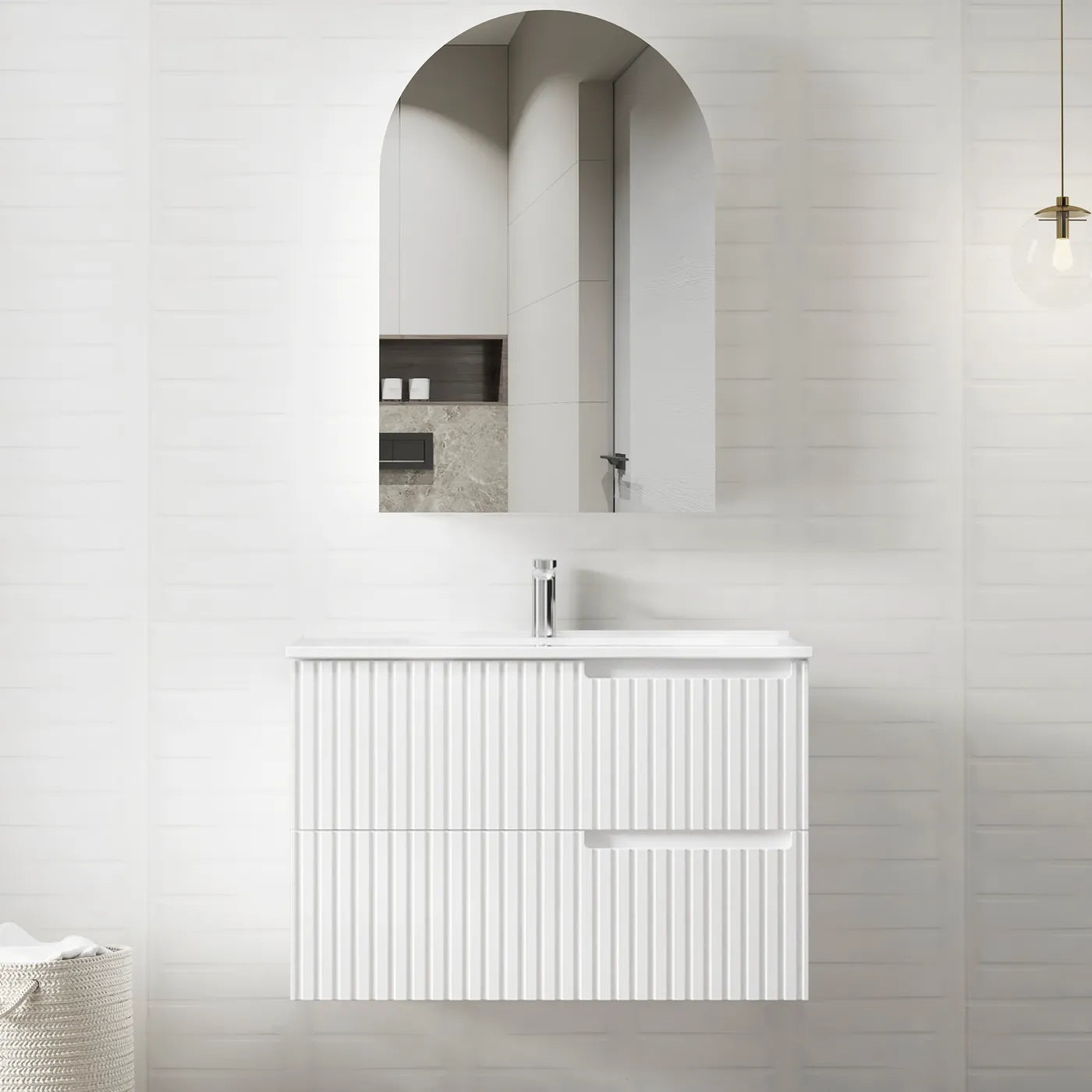 OTTI NOOSA MATTE WHITE 900MM SINGLE BOWL WALL HUNG VANITY