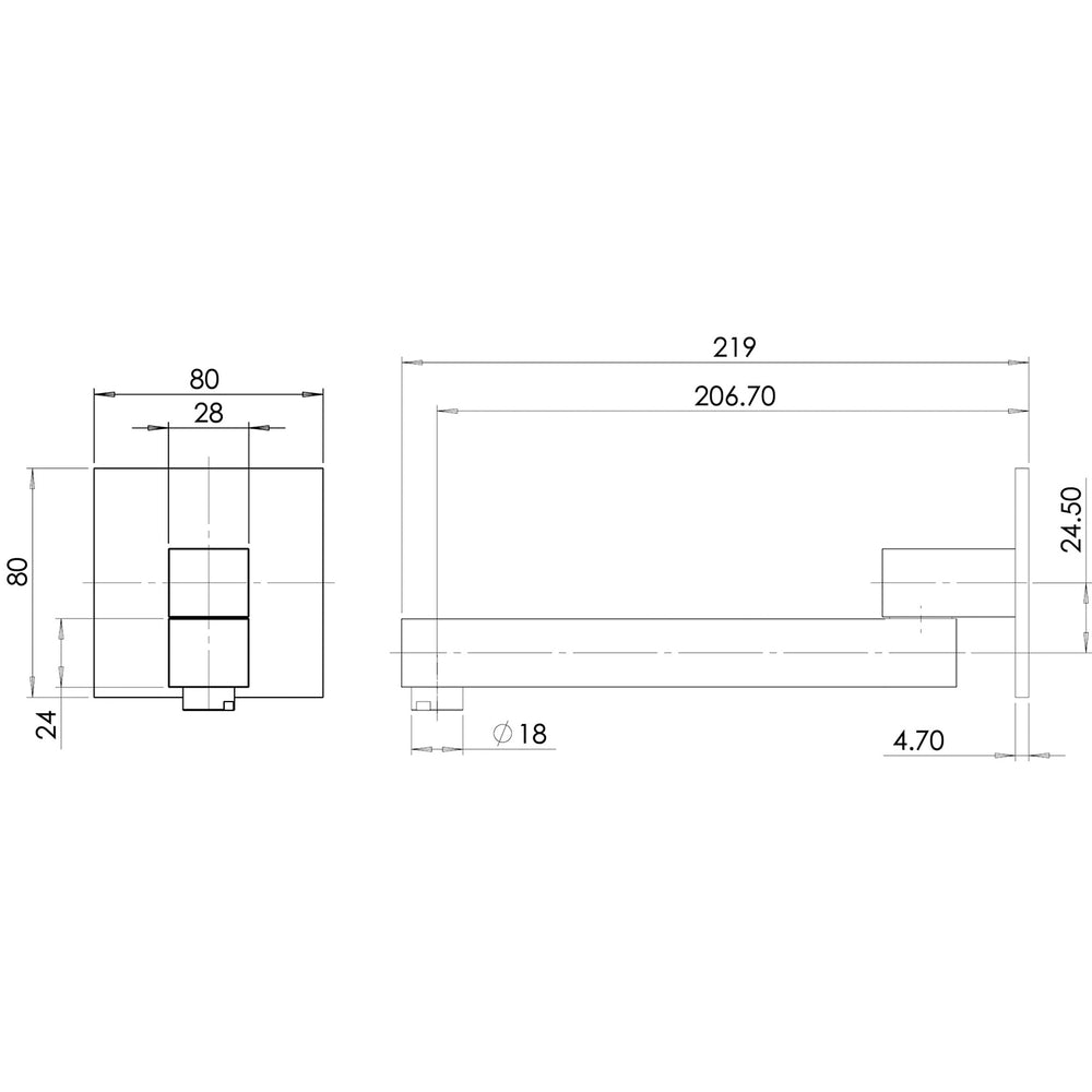 PHOENIX SWIVEL BATH OUTLET SQUARE 200MM CHROME