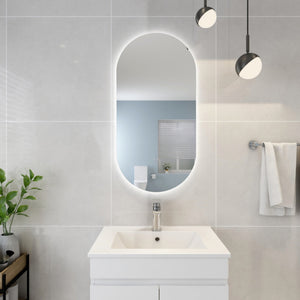 POSEIDON OVAL BACKLIT LED MIRROR 3 COLOUR LIGHTS 450X900MM
