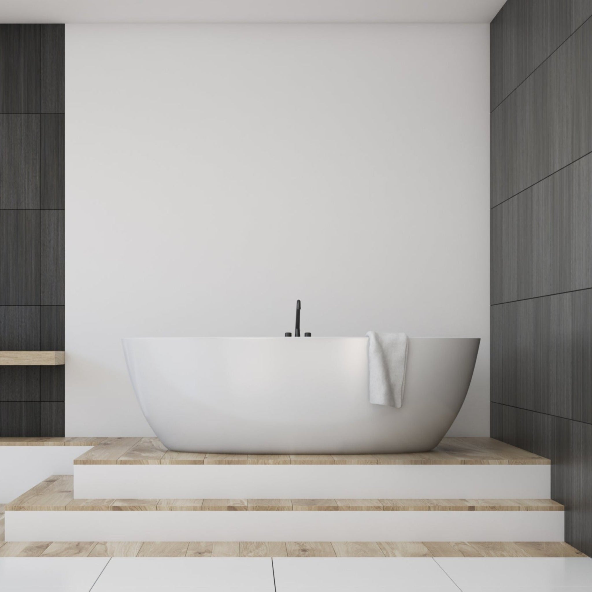 POSEIDON OLIVIA FREE STANDING BATH OVERFLOW GLOSS WHITE (AVAILABLE IN 1400MM, 1530MM AND 1700MM)