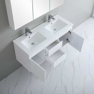 POSEIDON WHITE 1200MM DOUBLE BOWL WALL HUNG VANITY