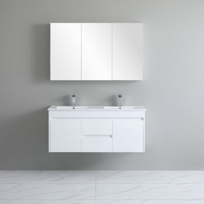 POSEIDON WHITE 1200MM DOUBLE BOWL WALL HUNG VANITY