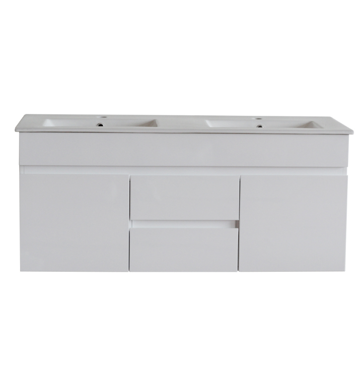 POSEIDON WHITE 1200MM DOUBLE BOWL WALL HUNG VANITY