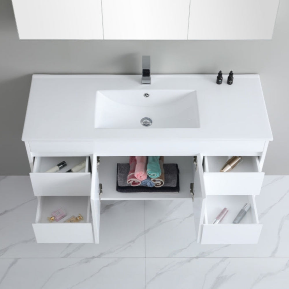 POSEIDON WHITE 1200MM SINGLE BOWL WALL HUNG VANITY