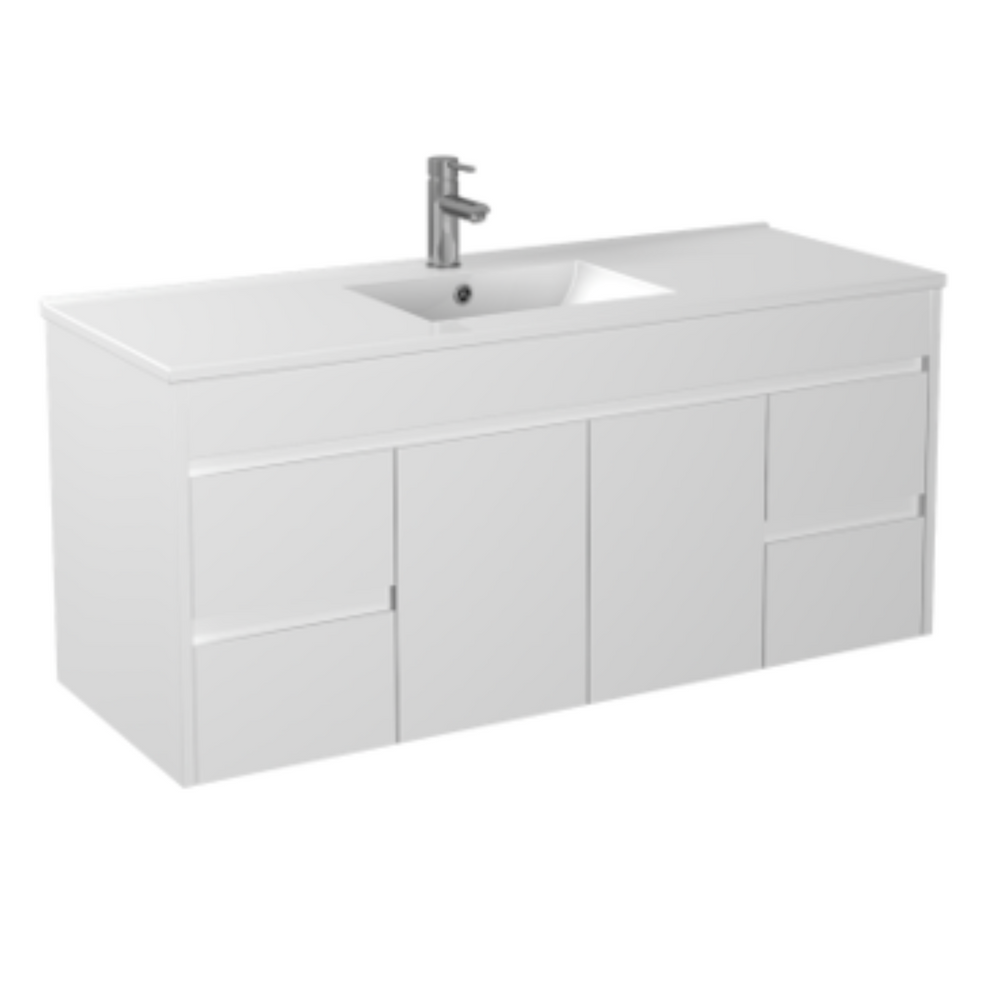POSEIDON WHITE 1200MM SINGLE BOWL WALL HUNG VANITY