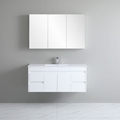 POSEIDON WHITE 1200MM SINGLE BOWL WALL HUNG VANITY