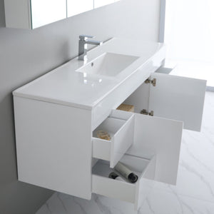 POSEIDON WHITE 1500MM SINGLE BOWL WALL HUNG VANITY