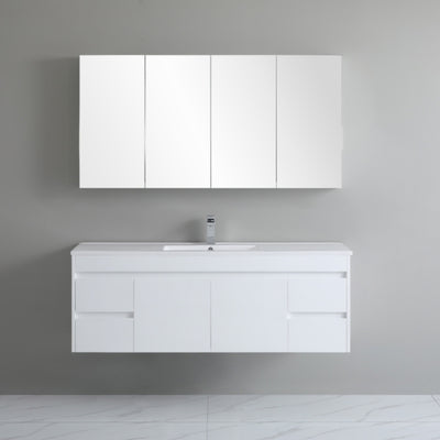 POSEIDON WHITE 1500MM SINGLE BOWL WALL HUNG VANITY