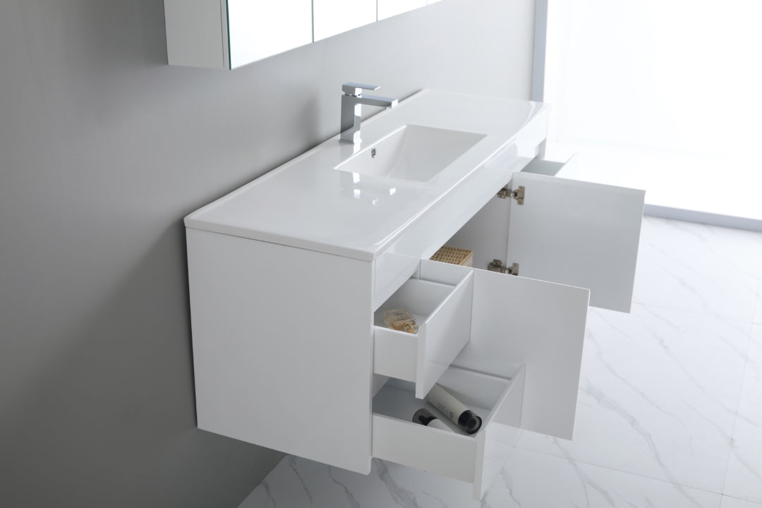 POSEIDON WHITE 1500MM SINGLE BOWL WALL HUNG VANITY