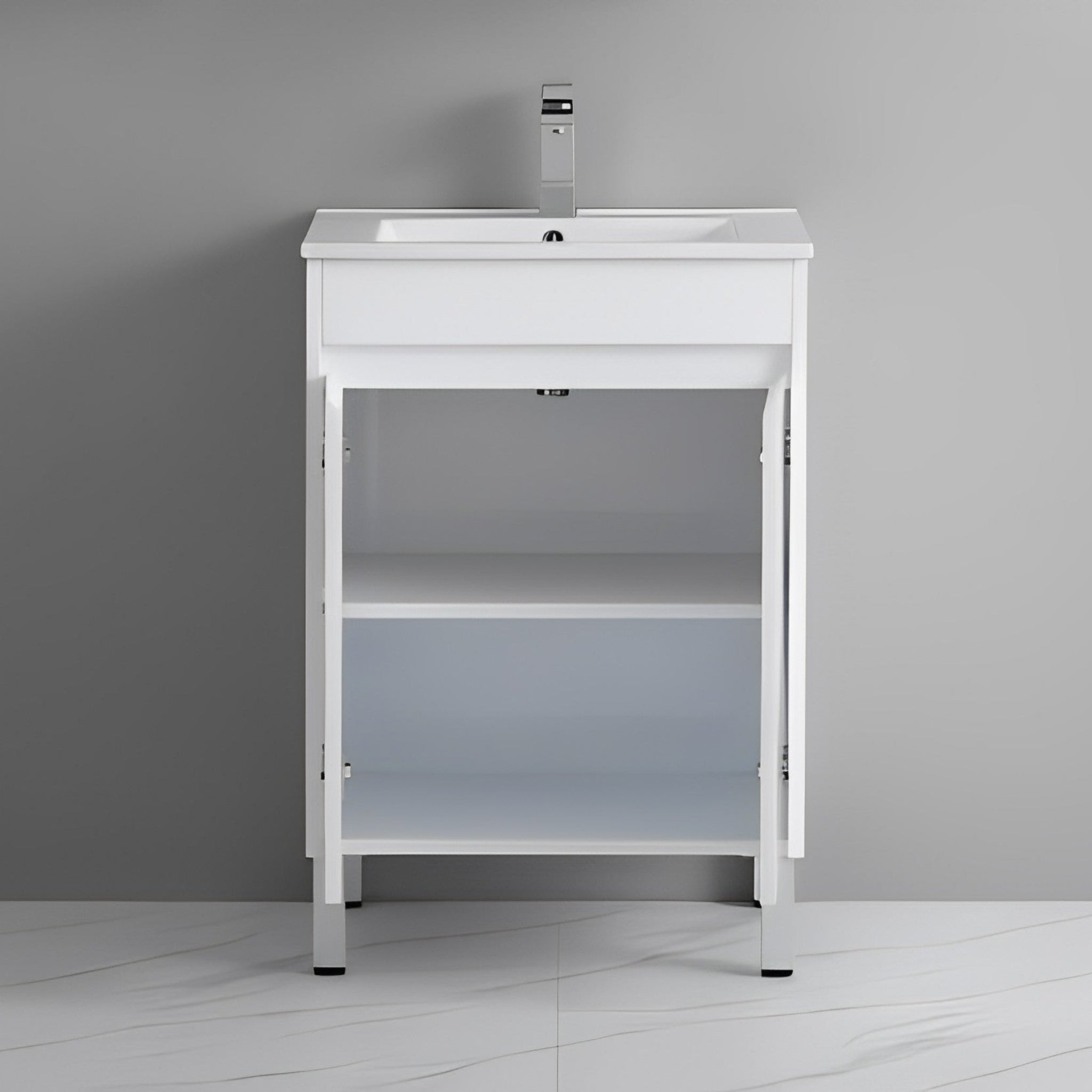 POSEIDON WHITE 600MM FLOOR SINGLE BOWL STANDING VANITY
