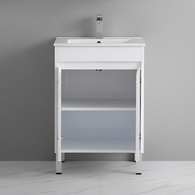 POSEIDON POLAR GLOSS WHITE 600MM SINGLE BOWL FLOOR STANDING VANITY