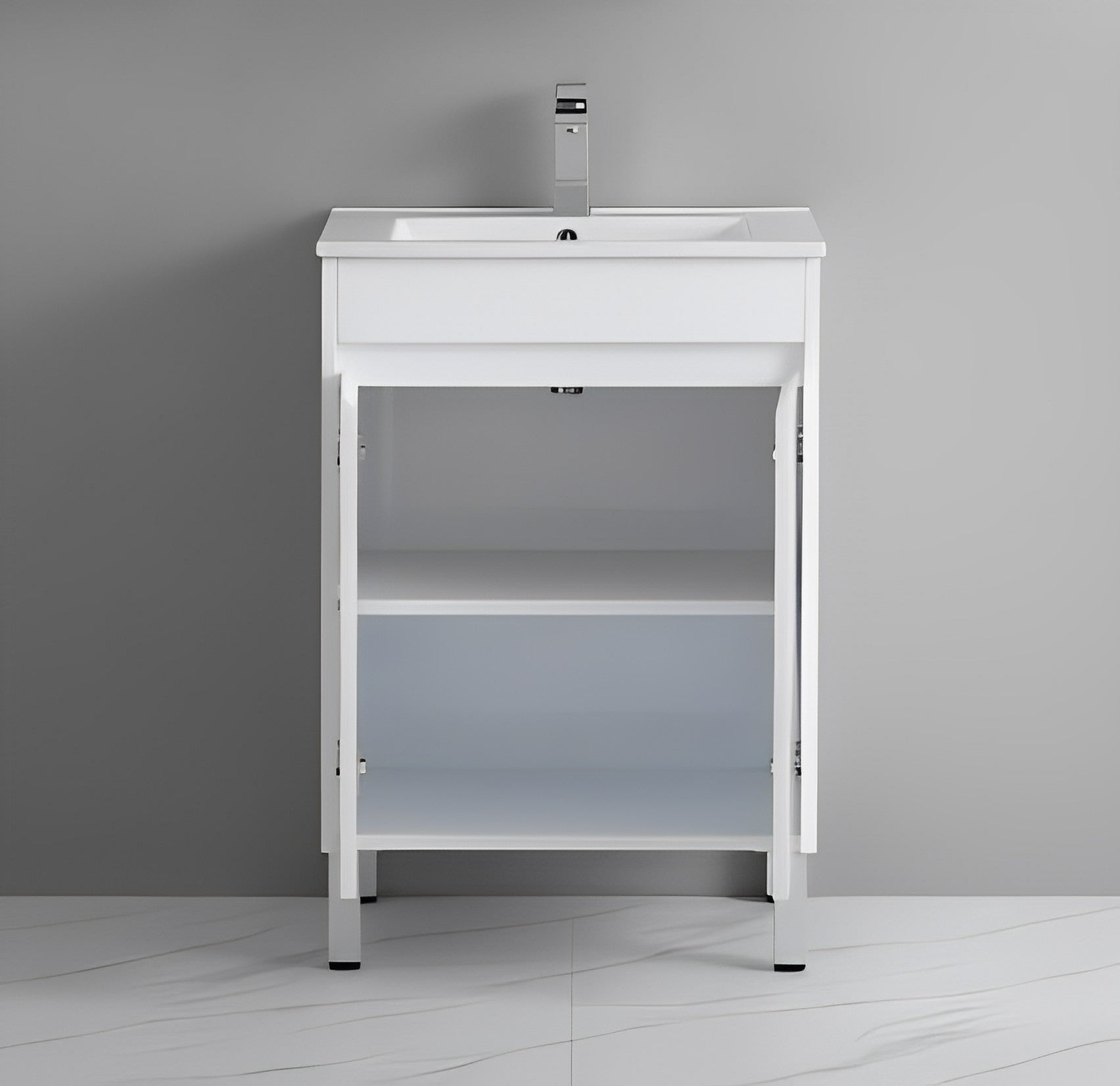 POSEIDON WHITE 600MM FLOOR SINGLE BOWL STANDING VANITY